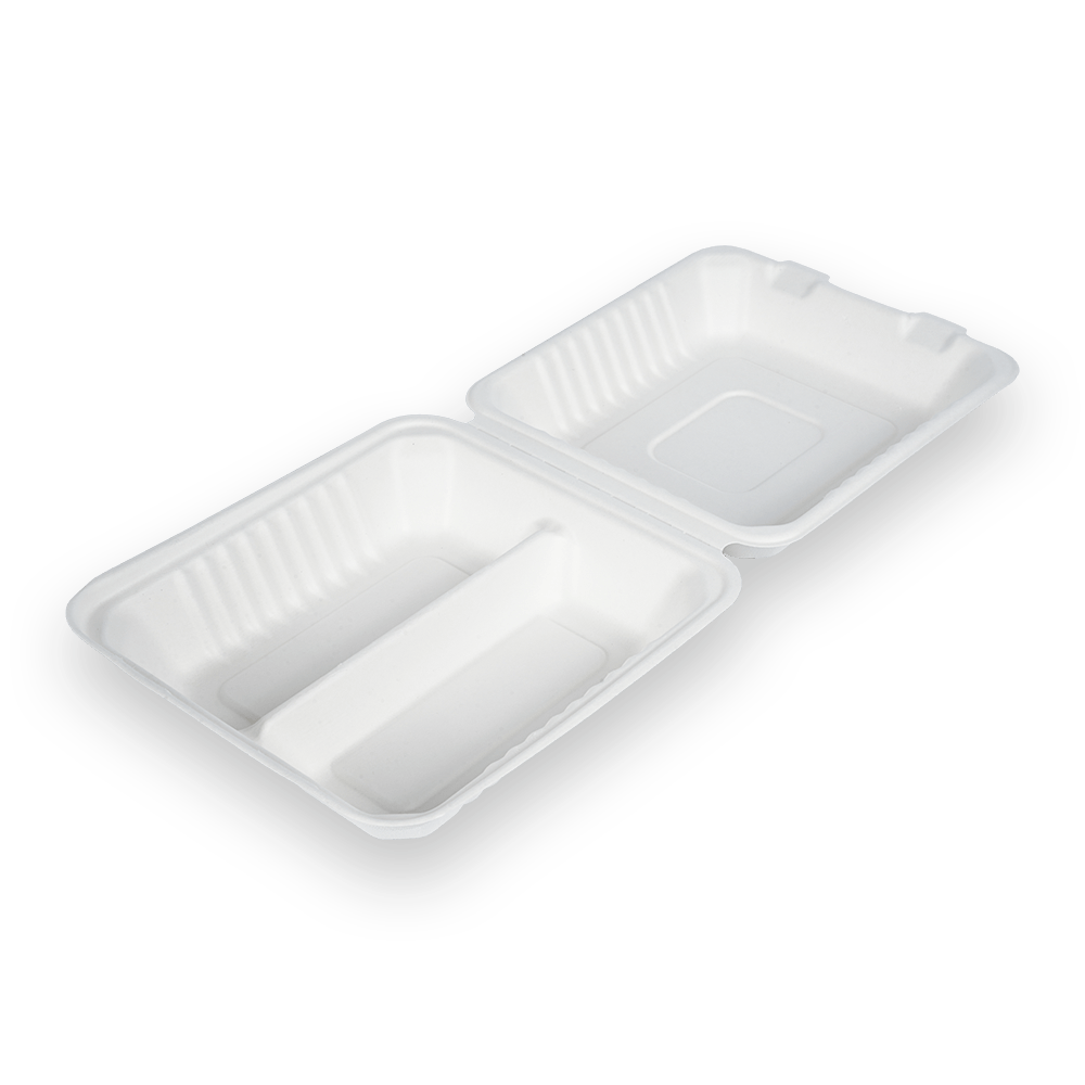 8 Inch 2-Compartment Clamshell