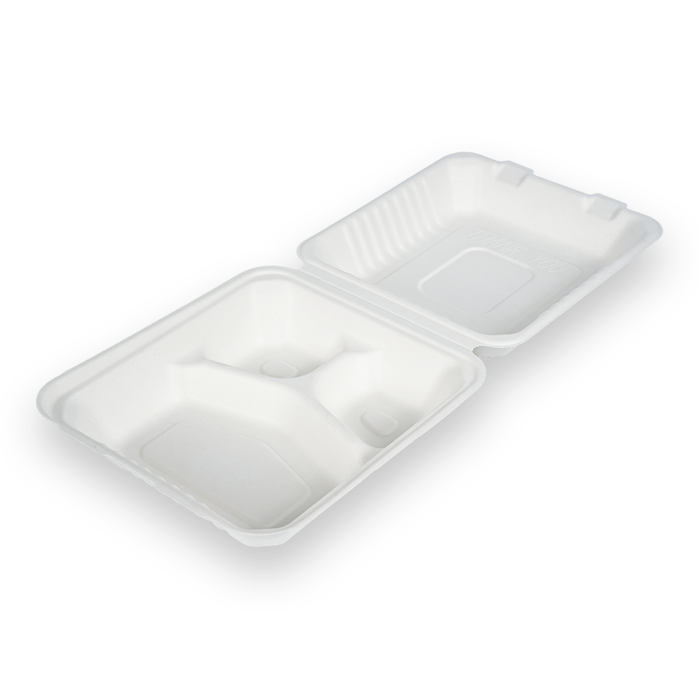 8 Inch 3-Compartment Clamshell