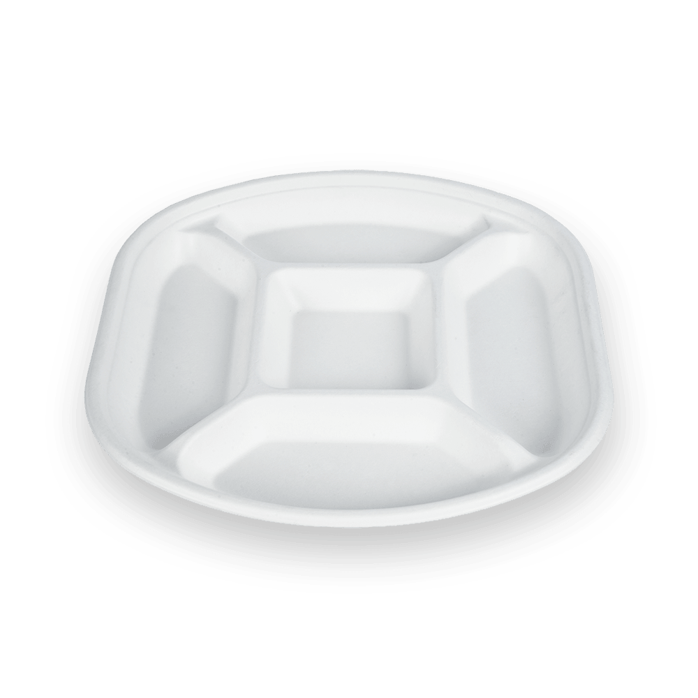5-grid round biodegradable partition tray