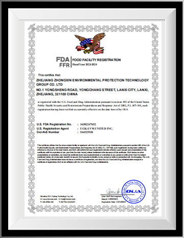 Zhong Xin Ecoware certificate ISO 14001