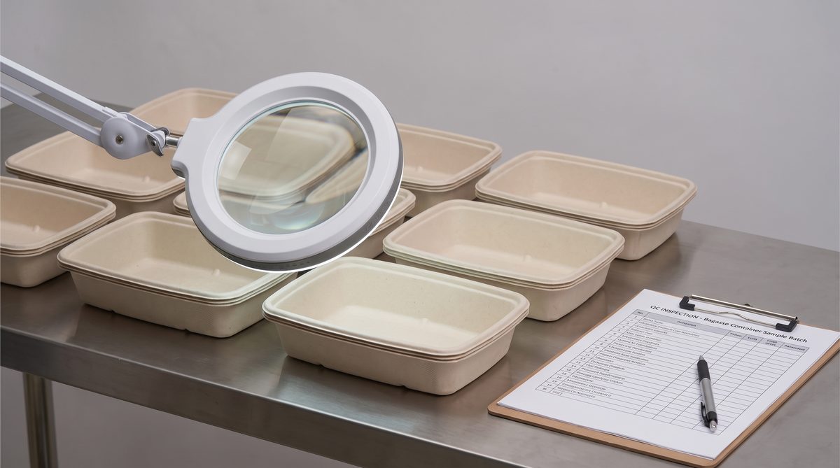 Bagasse tableware sample batch under quality inspection
