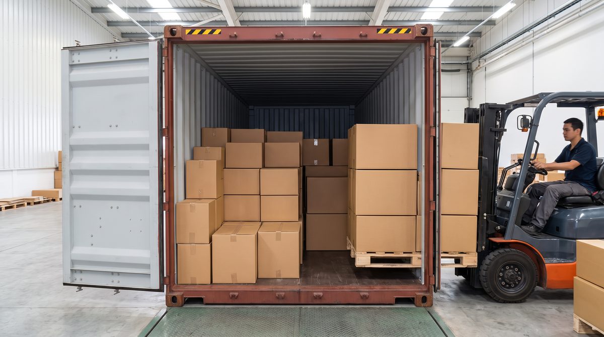 Container loading with carton boxes for shipment