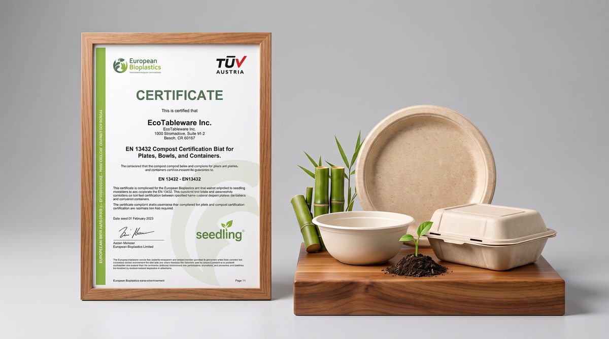 EN 13432 and OK Compost certification for bagasse packaging