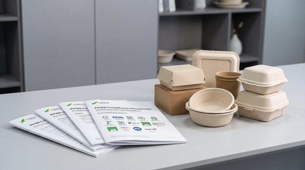 PPWR compliance documents and bagasse food packaging