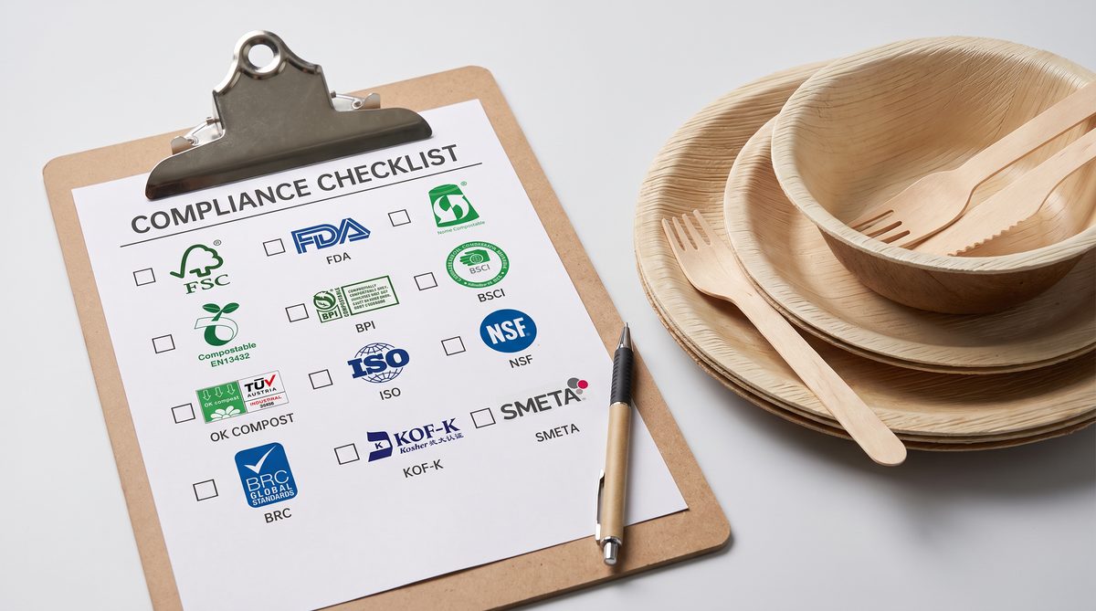 Compostable bagasse tableware with compliance checklist
