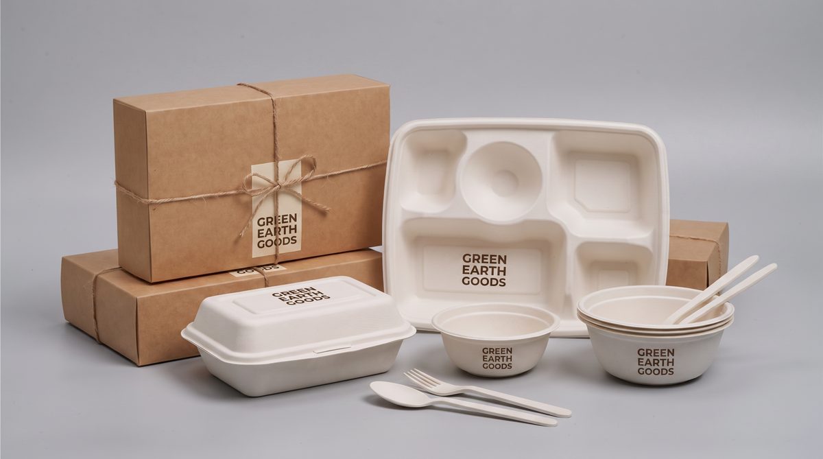 Private label bagasse packaging with custom logo printing