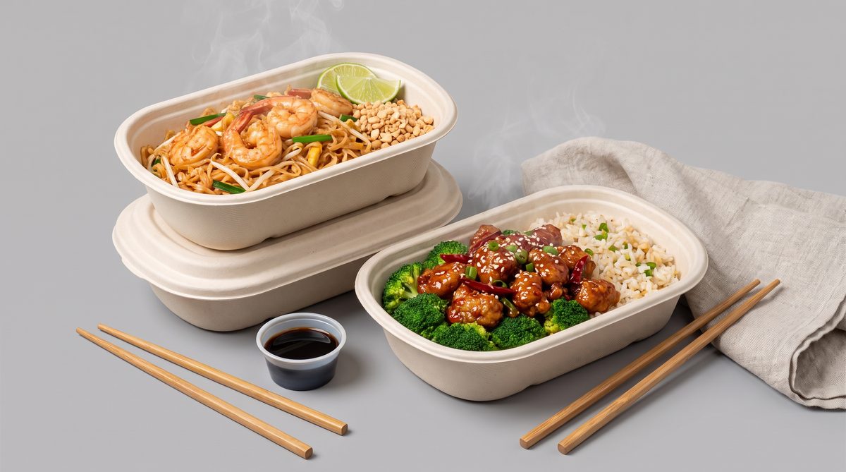 Compostable takeout boxes for Southeast Asia food delivery