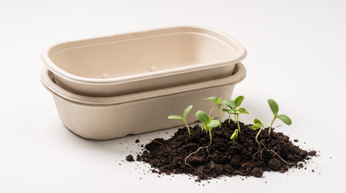 Bagasse tableware prepared for industrial composting