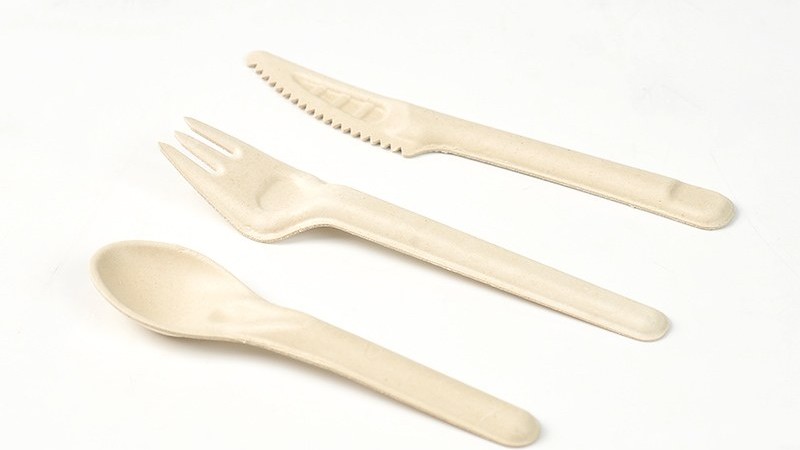 Product specification and compliance documents with plant fiber cutlery samples